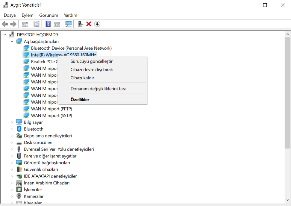 Windows Aygıt Yöneticisi - Sürücü Güncellemesi